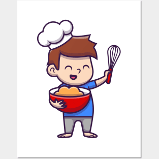 Cute Boy Chef Cooking Posters and Art